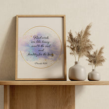Load image into Gallery viewer, Proverbs 16:24 Scripture Print "Kind Words Are Like Honey"- Bible Verse Wall Art

