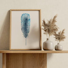 Load image into Gallery viewer, Blue Feather Print – Watercolour Feather Illustration in Teal and Indigo
