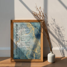 Load image into Gallery viewer, Regardless Poem Print – Charles Bukowski Poetry Print on Blue and Gold
