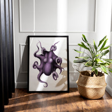 Load image into Gallery viewer, Purple Octopus Print – Vintage Nautical Octopus Illustration
