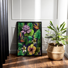 Load image into Gallery viewer, Tropical Flowers Print – Jungle Botanical Art Lotus, Hibiscus and Frangipani
