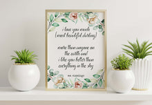 Load image into Gallery viewer, E.E. Cummings Quote Wall Art "i love you much(most beautiful darling)"
