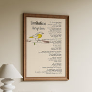 Invitation By Mary Oliver Poem Poster Print