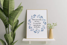 Load image into Gallery viewer, Rumi Quote Print – Raise Your Words Not Voice Inspirational Wall Art
