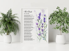 Load image into Gallery viewer, The Dash Poem Poster Print With Lavender Flowers - Live Your Dash - Funeral Reading
