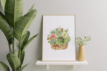 Load image into Gallery viewer, Watercolour Succulent Print – Potted Succulents and Cactus Flower Botanical Art
