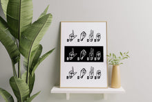 Load image into Gallery viewer, Love in Sign Language Print – ASL Fingerspelling Typography Art
