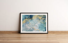 Load image into Gallery viewer, Kintsugi Definition Print – Blue &amp; Gold Marble Wall Art, "Our Scars Are What Make Us Beautiful"
