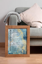 Load image into Gallery viewer, Regardless Poem Print – Charles Bukowski Poetry Print on Blue and Gold
