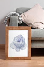Load image into Gallery viewer, Blue Peony Print – Soft Periwinkle Vintage Botanical Flower Illustration

