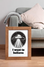 Load image into Gallery viewer, I Want to Believe Print – X-Files Inspired Retro UFO Illustration
