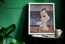 Load image into Gallery viewer, Evening on the Sumida River Print – Hiroshige Japanese Woodblock Art
