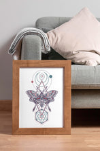Load image into Gallery viewer, Celestial Moth Print – Sacred Geometry Moon and Moth Illustration
