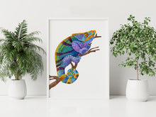 Load image into Gallery viewer, Colorful Chameleon Print – Reptile Wall Art
