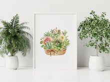 Load image into Gallery viewer, Watercolour Succulent Print – Potted Succulents and Cactus Flower Botanical Art
