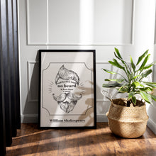 Load image into Gallery viewer, He That Hath No Beard Shakespeare Quote Print – Funny Illustrated Beard Wall Art
