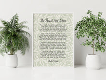 Load image into Gallery viewer, The Road Not Taken Poem Print – Robert Frost on William Morris Willow Bough
