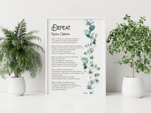 Load image into Gallery viewer, Defeat Poem Print – Kahlil Gibran Poetry with Watercolor Eucalyptus
