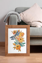 Load image into Gallery viewer, Dragonflies and Orange Flowers Print – Watercolour Style Botanical Wall Art
