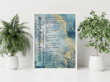 Load image into Gallery viewer, Regardless Poem Print – Charles Bukowski Poetry Print on Blue and Gold
