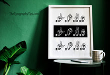 Load image into Gallery viewer, Love in Sign Language Print – ASL Fingerspelling Typography Art

