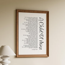 Load image into Gallery viewer, Framed "A Child of Mine" poem print by Edgar Guest on a shelf, memorial wall art for child or infant loss
