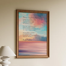 Load image into Gallery viewer, Emily Dickinson “Forever – is composed of Nows –” poem print with a serene pastel landscape
