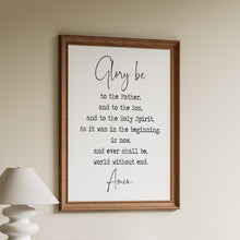 Load image into Gallery viewer, Glory Be prayer print featuring the traditional Christian doxology in simple black typography
