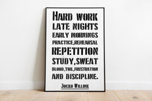 Load image into Gallery viewer, Jocko Willink Print Hard work, late nights, early mornings Inspirational poster Discipline equals freedom - Physical Art Print
