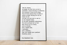 Load image into Gallery viewer, The Breakfast Club Movie Quote Closing Lines Letter to Mr. Vernon Black and White Art Print for Home Decor Framed &amp; Unframed Options
