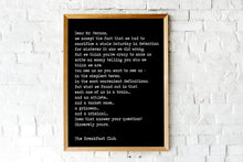 Load image into Gallery viewer, The Breakfast Club Movie Quote Print – Dear Mr. Vernon Letter – 80s Cult Classic Wall Art – Retro Film Decor – Framed or Unframed
