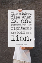 Load image into Gallery viewer, Bible verse wall art Proverbs 28 :1 Scripture wall art
