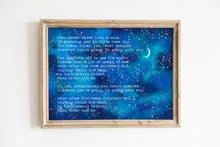 Load image into Gallery viewer, Moon River Lyrics Print: Watercolor Night Sky, Classic Song
