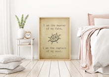 Load image into Gallery viewer, Invictus Poem Print – I Am the Master of My Fate – William Ernest Henley Quote Wall Art – Literary Decor for Home Office Framed or Unframed
