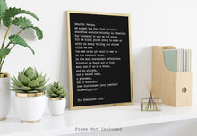 Load image into Gallery viewer, The Breakfast Club Movie Quote Closing Lines Letter to Mr. Vernon Black and White Art Print for Home Decor Framed &amp; Unframed Options

