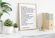 Load image into Gallery viewer, The Breakfast Club Movie Quote Closing Lines Letter to Mr. Vernon Black and White Art Print for Home Decor Framed &amp; Unframed Options

