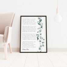 Load image into Gallery viewer, Robert Frost Poem - The Road Not Taken - Two Roads Diverged In A Wood - Watercolor Eucalyptus Print - UNFRAMED

