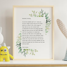 Load image into Gallery viewer, Beautiful Darling Letter to Baby Baby Shower Gift Nursery Wall Art - Nursery art - Framed &amp; Unframed Options
