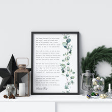 Load image into Gallery viewer, Robert Frost Poem - The Road Not Taken - Two Roads Diverged In A Wood - Watercolor Eucalyptus Print - UNFRAMED
