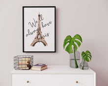 Load image into Gallery viewer, We'll Always Have Paris Casablanca Quote Art Print - Minimalist Eiffel Tower Watercolor Wall Art, Framed or Unframed, Classic Movie Quote
