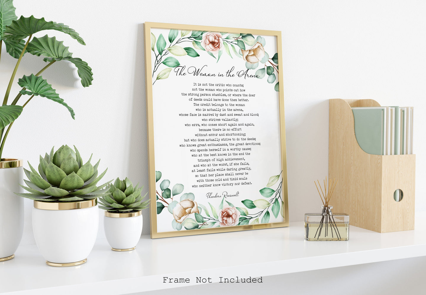 The Woman in the Arena - Daring Greatly Quote by Theodore Roosevelt - Adapted from The Man in the Arena - Feminist Inspirational Wall Art