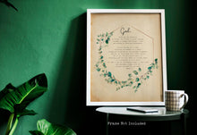 Load image into Gallery viewer, Serenity Prayer Print Reinhold Niebuhr sobriety gift Alcoholics Anonymous twelve step recovery - Full Prayer- VERSION 2 UNFRAMED
