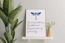 Load image into Gallery viewer, Skye Boat Song Lyrics Wall Art "Sing me a song of a lass that is gone" Scottish Lyric Wall Art With Dragonfly Framed &amp; Unframed Options
