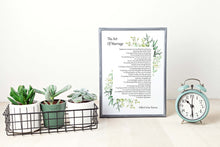 Load image into Gallery viewer, The Art Of Marriage Love Poem by Wilferd Arlan Peterson Wedding Poem Wall Art Ceremony Reading - Framed and Unframed Options
