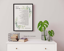 Load image into Gallery viewer, The Art Of Marriage by Wilferd Arlan Peterson Wedding poem wall art Ceremony reading - Framed And Unframed Options
