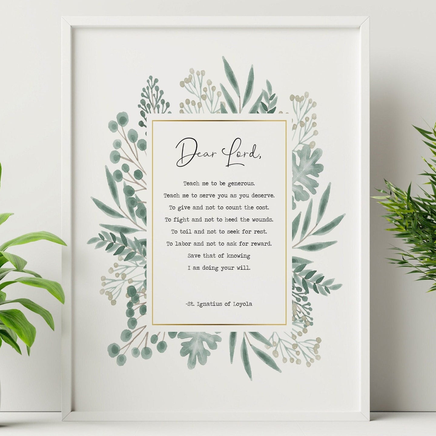 St. Ignatius Prayer for Generosity Prayer Print - Prayer Print - Catholic Prayer - Christian wall art