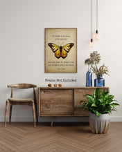 Load image into Gallery viewer, Maya Angelou Butterfly Quote &quot;We delight in the beauty of the butterfly...&quot; Bookish Wall Art, Book Shelf Decor

