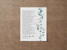 Load image into Gallery viewer, A Child Of Mine Edgar Guest Poem Girl, Boy, or Gender Neutral versions Mourning, Grief or Bereavement Poem - Framed And Unframed Options
