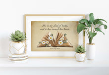 Load image into Gallery viewer, She is too fond of books, and it has turned her brain Louisa May Alcott Quote About Reading - Physical Art Print Without Frame
