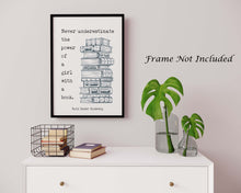Load image into Gallery viewer, Ruth Bader Ginsburg Wall Art Never underestimate the power of a girl with a book - RBG Print - Physical Art Print Without Frame
